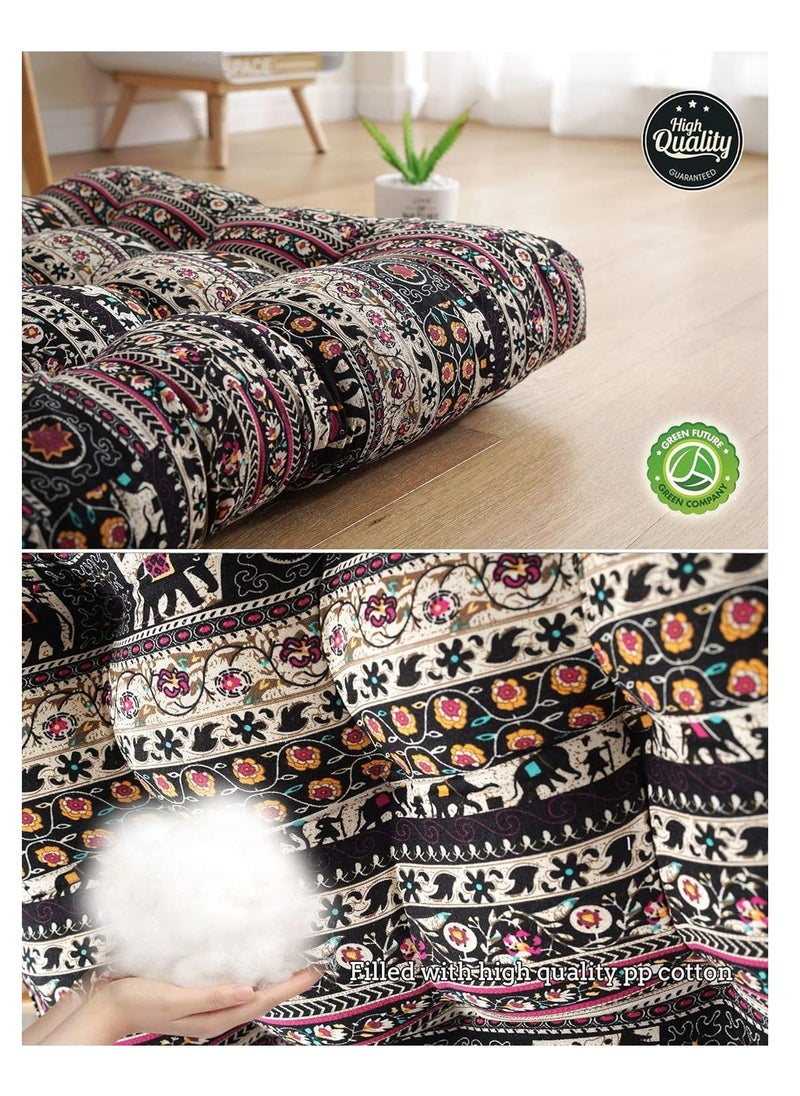 XICEN - Boho Square Floor Seat Pillows Cushions 55 x 55cm,Soft Cotton Linen for Living Room Adults & Kids Casual Reading Nook - Image 1