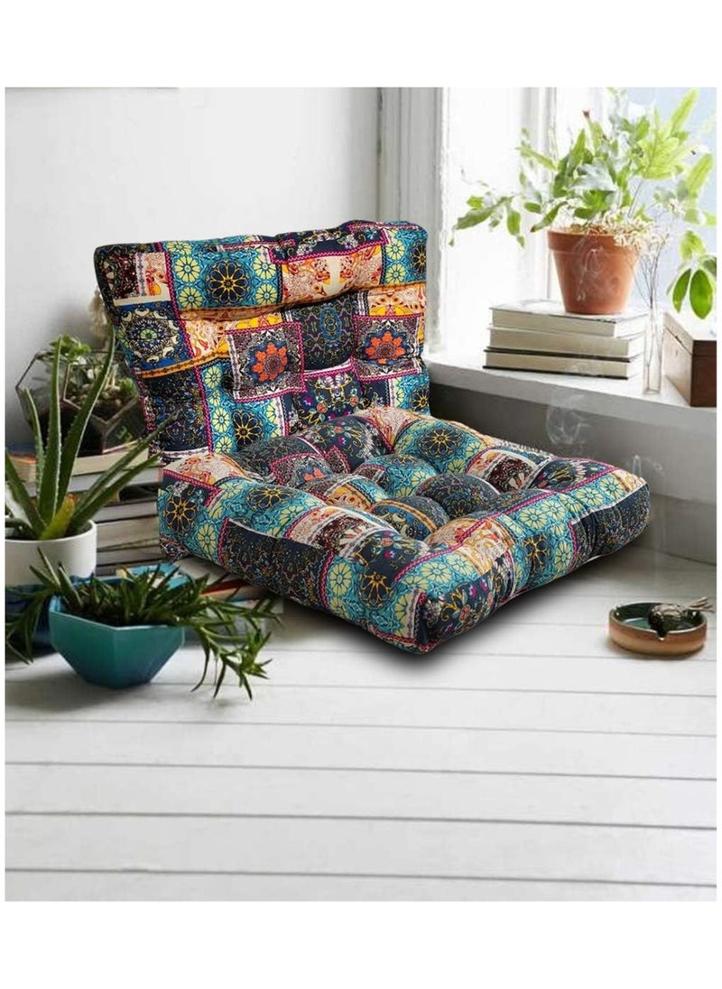 XICEN - Boho Square Floor Seat Pillows Cushions 55 x 55cm,Soft Cotton Linen for Living Room Adults & Kids Casual Reading Nook - Image 1