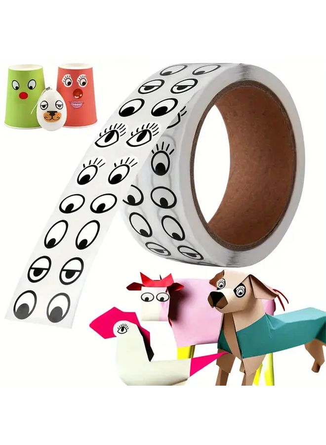 1 Roll of 1000 Self Adhesive Eye Sticker Labels for DIY Crafts - Image 1