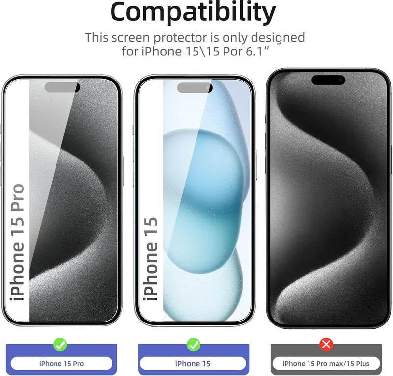 Cotbolt Tempered Glass for iPhone 15 / iPhone 16 Screen Protector [Military Grade Shatterproof & Longest Durable] Screen Protector iPhone 15 / iPhone 16 Tempered Glass Full Coverage - Image 4