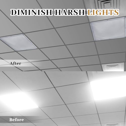 Baquler 2 Pcs 2 x 2 ft Fluorescent Light Covers for Ceiling Lights Classroom Magnetic Light Filters for Reducing Harsh Glare Flicker for Office Classroom Home Drop Ceiling(Gray) - Image 3