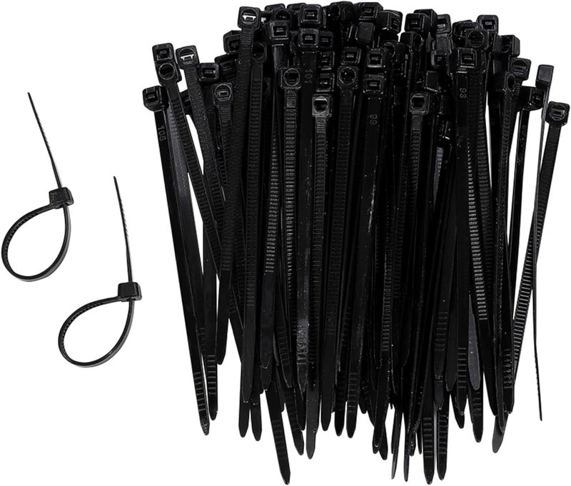 BMB Cable Tie - 100 Piece 100mm x 4mm Black - Self-Locking Wire Zip Ties for Cable Management - Image 1