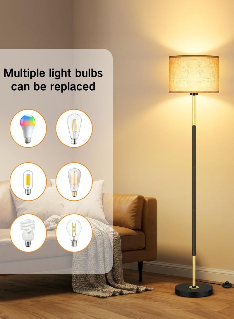OUTON Modern Floor Lamp with Remote & APP Control, 9W Bulb Include,Dimmable & 3000K-6500K Adjustable Color Temperature, Memory function, Standing Lamp with Linen Shade for Living room, Bedroom, Office (Black and Gold) - Image 5