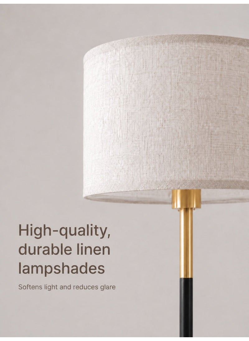 OUTON Modern Floor Lamp with Remote & APP Control, 9W Bulb Include,Dimmable & 3000K-6500K Adjustable Color Temperature, Memory function, Standing Lamp with Linen Shade for Living room, Bedroom, Office (Black and Gold) - Image 3
