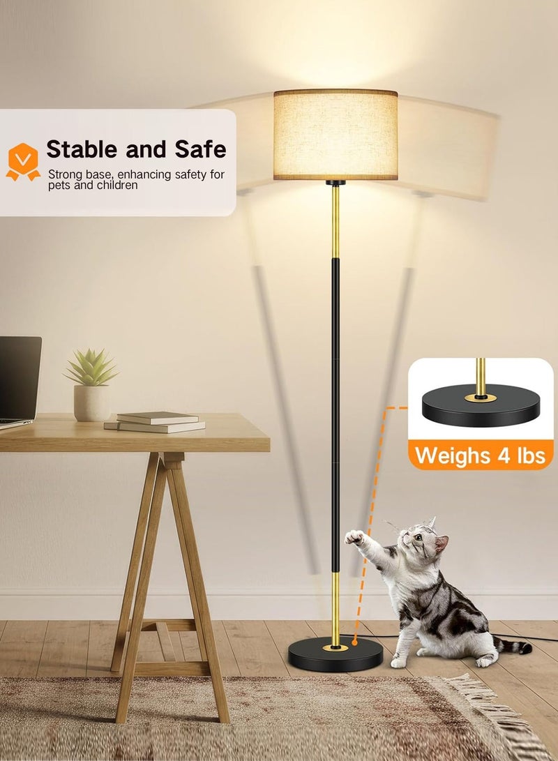 OUTON Modern Floor Lamp with Remote & APP Control, 9W Bulb Include,Dimmable & 3000K-6500K Adjustable Color Temperature, Memory function, Standing Lamp with Linen Shade for Living room, Bedroom, Office (Black and Gold) - Image 4