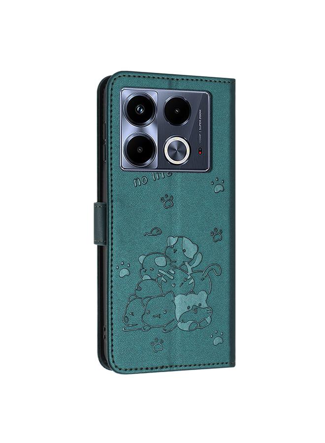 S-TOP Case For Infinix Note 40 5G Embossed Kitten Phone Leather Case with Lanyard - Image 3