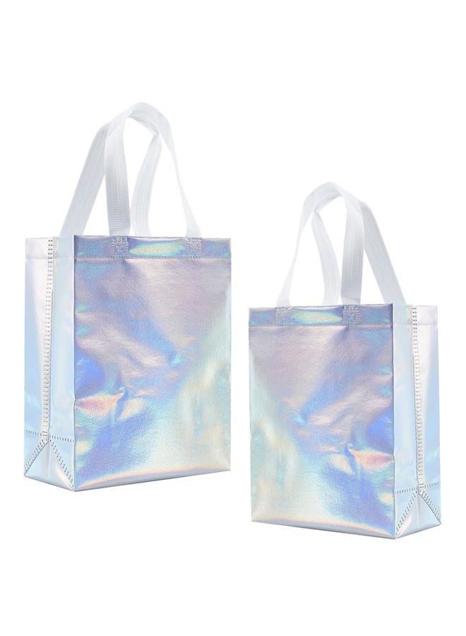 Tendwarm 12 Pcs 8x4x10 Inches Reusable Iridescent Gift Bag Favor Bags for Party Wedding Christmas Medium Size - Image 1