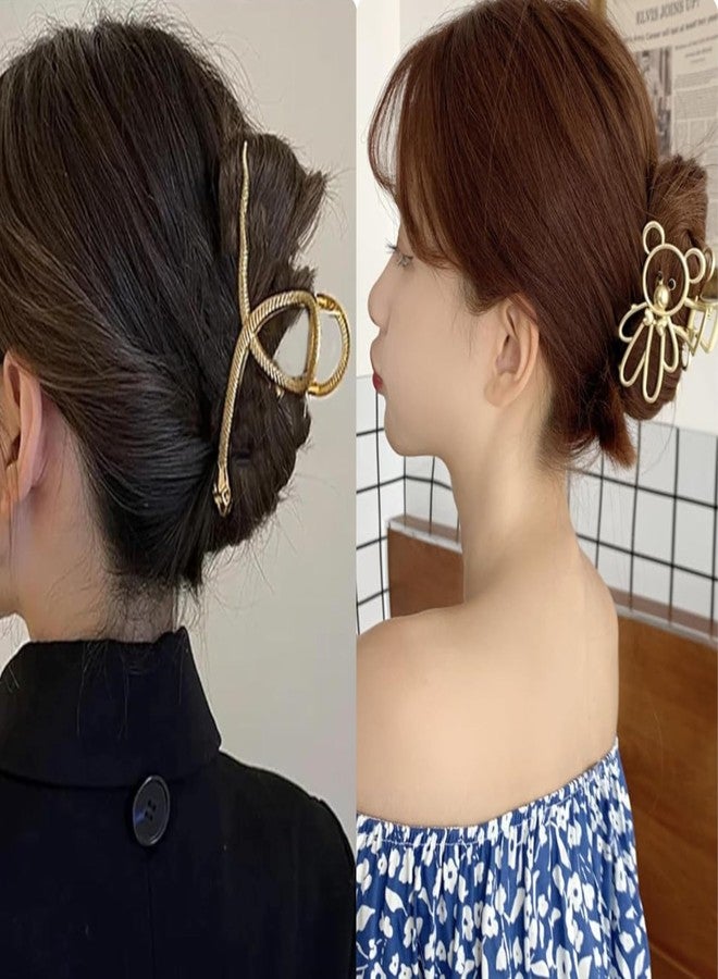 RHOSYN HAIR ACCESSORIES 3 PCS Metal Large Hair Claw Clips for Thick Heavy Hair, Strong Hold Big Non-Slip Hair Catch Barrette Jaw Clamp, Fashion Styling Accessories for Women Girls (Golden Color) - Image 1