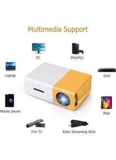 TIGER Mini Projector Full HD 1080P LED Projector Home Cinema Theater – High Resolution LED Projector with USB, SD, AV, HDMI Slots – Compact, Portable, Stylish (Yellow) for Movie Nights, Gaming, and Presentations  - Image 4