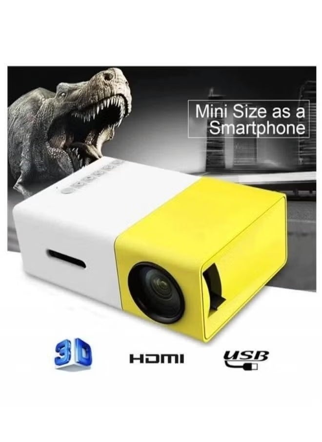TIGER - Mini Projector Full HD 1080P LED Projector Home Cinema Theater – High Resolution LED Projector with USB, SD, AV, HDMI Slots – Compact, Portable, Stylish (Yellow) for Movie Nights, Gaming, and Presentations - Image 1