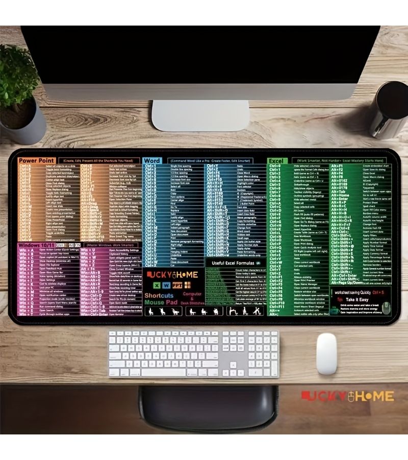 لوحة ماوس فائقة الكبرى مع اختصارات إكسل وورد وباوربوينت وويندوز، لوحة مكتبية ذات سطح غير قابل للانزلاق وحواف مخيطة، اختصارات مرمزة بالألوان مع أدلة خطوة بخطوة، مناسبة للمكتب والألعاب وأجهزة الكمبيوتر المحمولة، هدية مثالية للمحترفين والطلاب وعشاق التكنولوجيا، مقاس 700 × 300 مم (27.5 × 11.8 بوصة). - Image 5