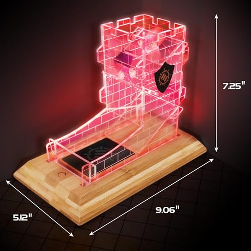 ENHANCE Tabletop LED Dice Tower with 7pc Dice Set for RPG Games Clear Gaming Set LED Lit Rolling Tray with Bamboo Base and Castle Tower Design Roll Up to 14 at Once Great for Game Night - Image 5