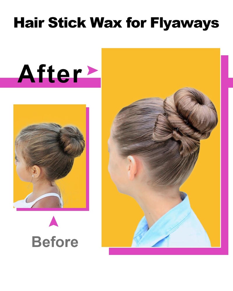 ANWOOR عصا شمع للشعر، عصا شمع لتثبيت الشعر المتطاير للأطفال والنساء، ملحقات شعر للنساء والفتيات، صانع كعكة الشعر للأطفال، عصا لتسريح الشعر، عصا جل للشعر للأطفال، منتجات شعر للأطفال، عصا لتنعيم الشعر - Image 2