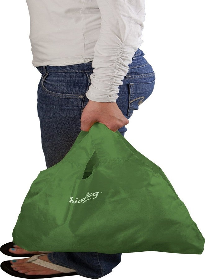 ChicoBag Original Compact Reusable Grocery Bag w/Attached Pouch and Carabiner Clip | Perfect for Shopping, Travel, Organization | Eco-Conscious Packable Tote | Pale Green (Pack of 4) - Image 4