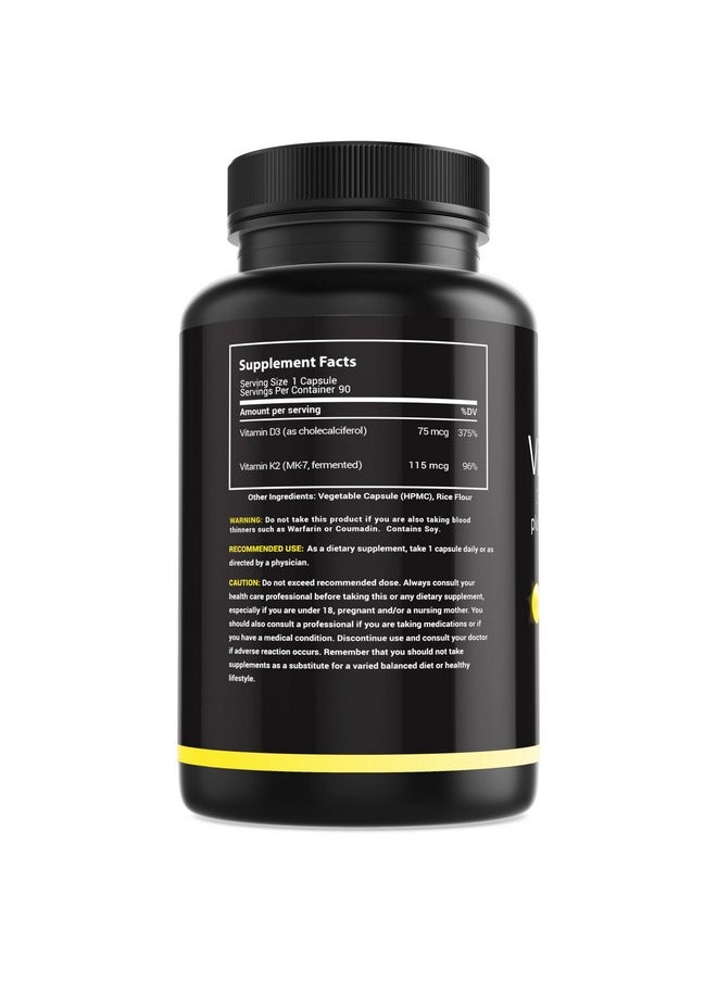 MaxX Labs Vitamin D3 K2 3000 IU - with Vitamin K as MK-7 from Natto - High Potency Vitamin D Supplement Support Healthy Bones, Teeth, Heart & Immune Function - Vitamin D3 K2 Supplement Gluten-Free - 90 Capsules  - Image 2