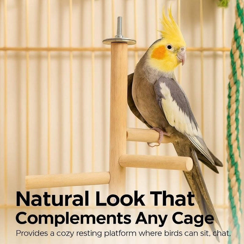 كي اس كي لعبة مقعد طائر الببغاء Birds Parrot Perch Toys، مصنوعة من الخشب الطبيعي، مزودة بميزة القفز والوقوف. - Image 4