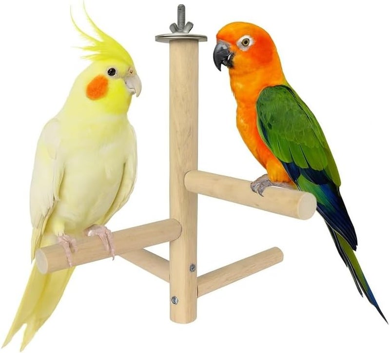 كي اس كي لعبة مقعد طائر الببغاء Birds Parrot Perch Toys، مصنوعة من الخشب الطبيعي، مزودة بميزة القفز والوقوف. - Image 1