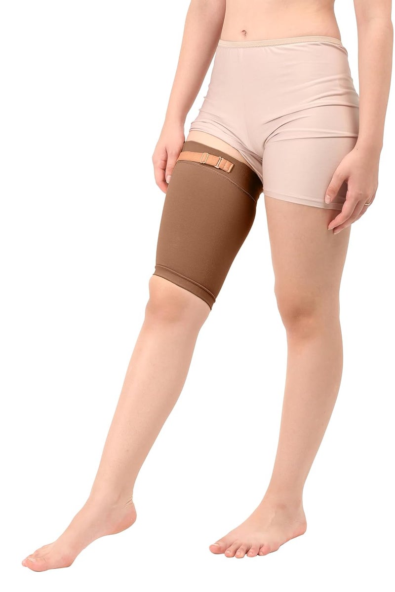 Dermapress Medical Compression Thigh Support Sleeve || MODERATE COMPRESSION || COTTON FABRIC || Groin Support Sleeve || Hamstring Compression Sleeve || Burn recovery || (4XL, Brown) - Image 4