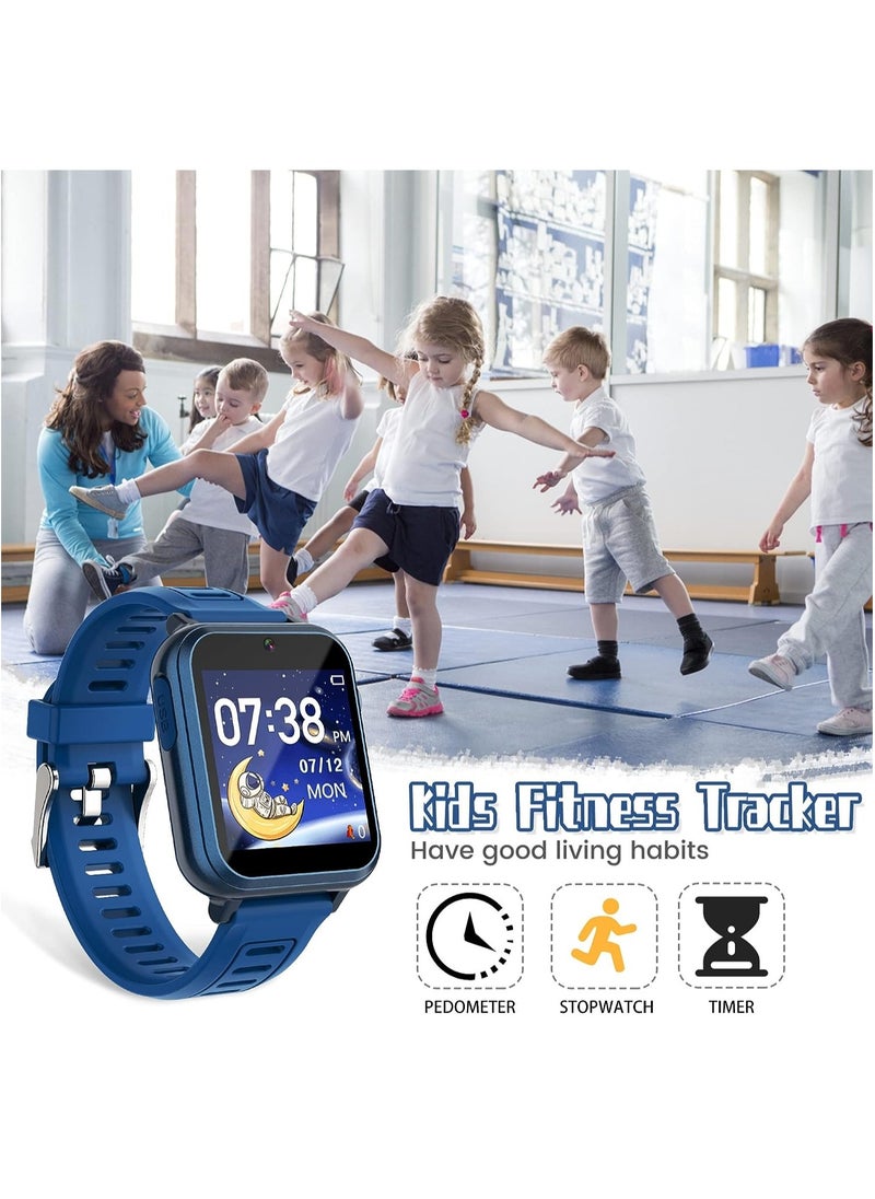 Generic - Kids Smart Watch, Smart Game Watch with 24 Games, HD Touch Screen, Video, Camera, Music Player, Pedometer, Flashlight, Alarm Clock,  Kids Watches for 5-12 Year Olds Boy/Girl (Dark Blue) - Image 1