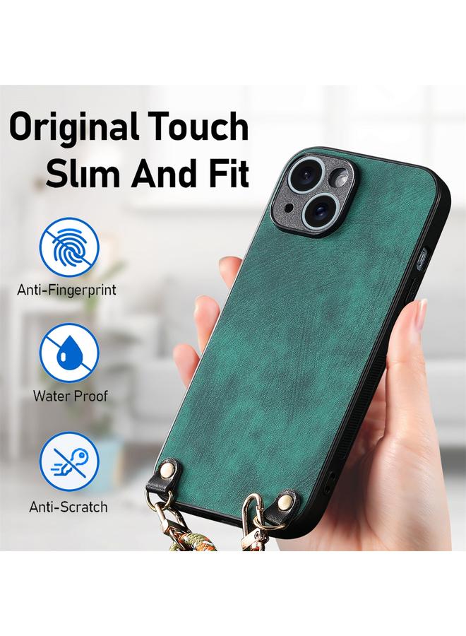 Zaboon Case For iPhone 12 mini Vintage Leather PC Back Cover Phone Case with Crossbody Strap - Image 5