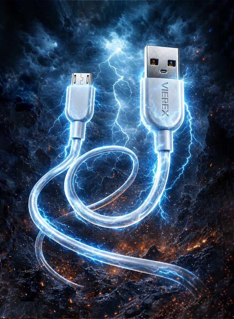 Vierex VC-3 Fast Charging Micro USB Cable 2.4A USB 480Mbps Data & Sync Cable for Android Devices, 2m - Image 3