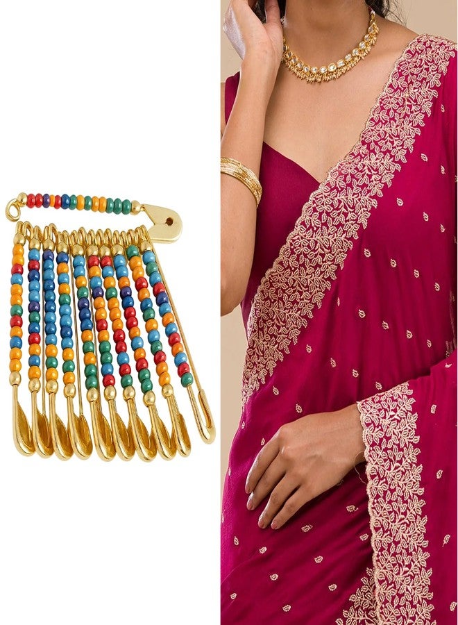 THANUS CRAFT THANU'S CRAFT Beads Safety Pin Saree Pony Drapping Brooch Chira Sadi Pin for Women - Image 2