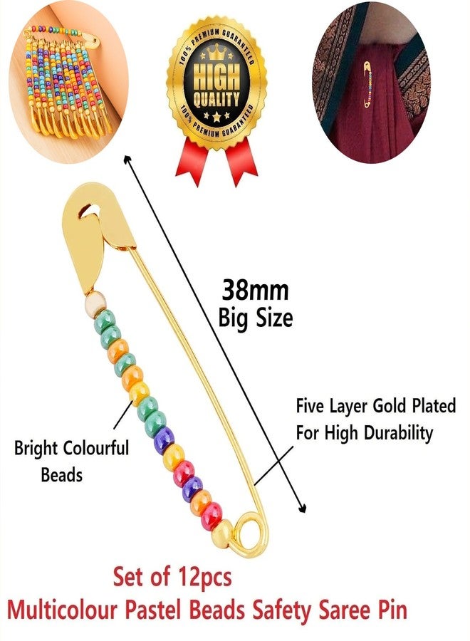 THANUS CRAFT THANU'S CRAFT Beads Safety Pin Saree Pony Drapping Brooch Chira Sadi Pin for Women - Image 3