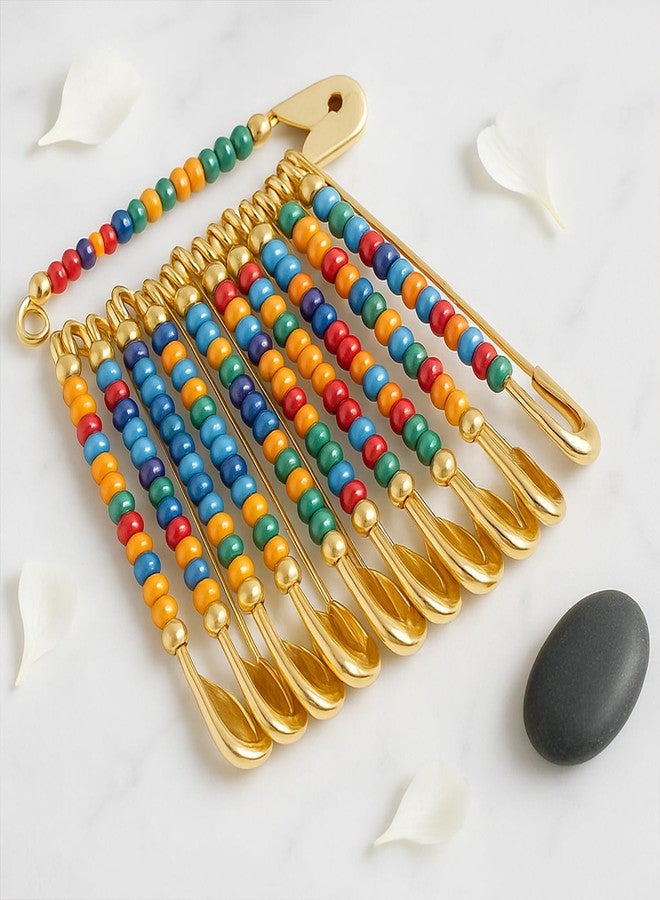 THANUS CRAFT THANU'S CRAFT Beads Safety Pin Saree Pony Drapping Brooch Chira Sadi Pin for Women - Image 4
