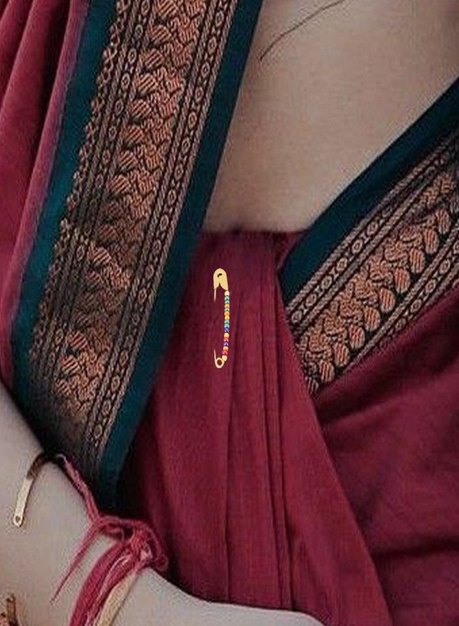 THANUS CRAFT THANU'S CRAFT Beads Safety Pin Saree Pony Drapping Brooch Chira Sadi Pin for Women - Image 5
