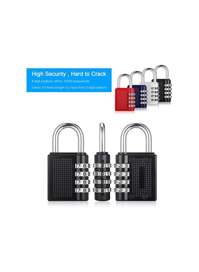 PROMASS PROMASS Combination Padlock, 4 Pcs Heavy Duty Metal Padlock for Gym Locker, Padlocks with Code, Gym Padlock, Locker Padlocks, Waterproof Combination Lock for Locker Outdoor Gate Shed  - Image 3