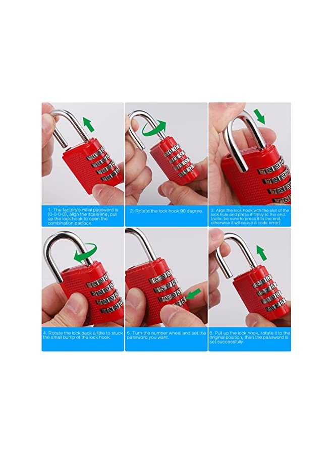 PROMASS PROMASS Combination Padlock, 4 Pcs Heavy Duty Metal Padlock for Gym Locker, Padlocks with Code, Gym Padlock, Locker Padlocks, Waterproof Combination Lock for Locker Outdoor Gate Shed  - Image 4