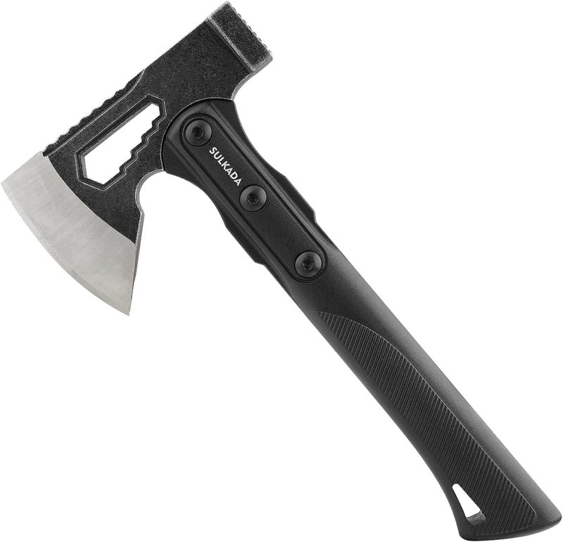 SULKADA Camping Hatchet, 10.5 Inch Survival Axe,Stainless-Steel Blade,Fiberglass Shock Reduction Handle with Anti-Slip Grip, for Chopping Wood,Gardening and Outdoor Survival,Gift for Dad Men - Image 1