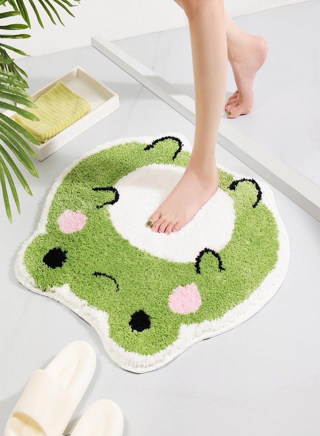 Panstar Cute Bath Mat Non Slip Frog Bath Rug for Bathroom, Luxury Absorbent Bathroom Mats, Fun Animal Shaped Shaggy Shower Rugs Washable Bathroom Decor - Image 1