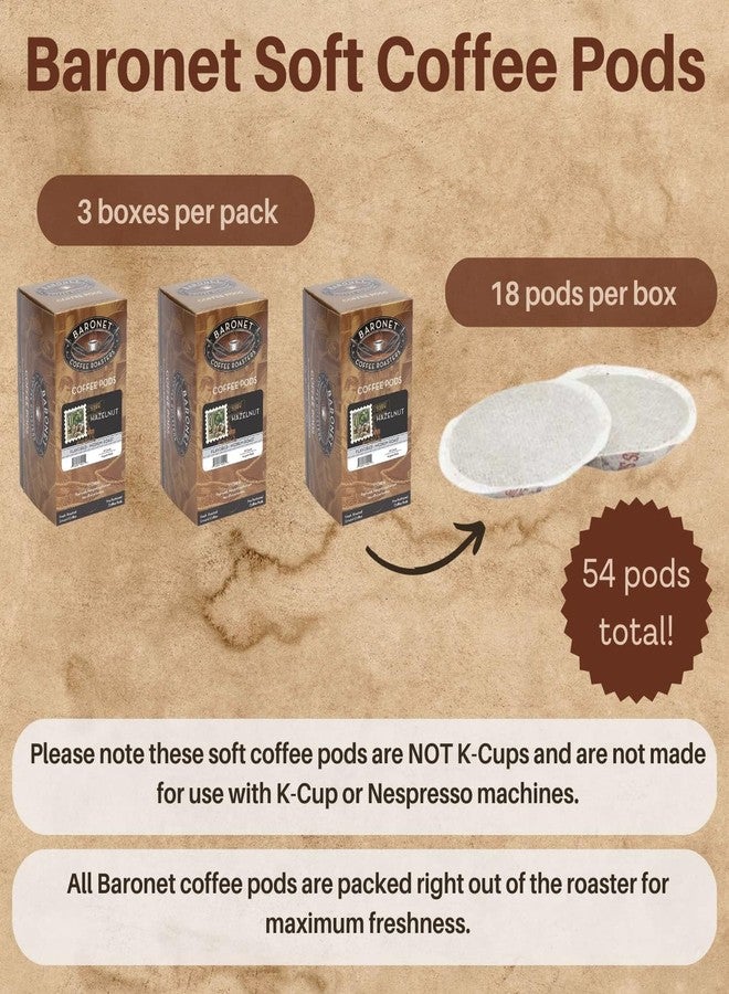 Baronet Coffee كبسولات قهوة بارونيت [قهوة البندق - 54 كبسولة] بنكهة للاستخدام الفردي، مثل سينسيو [3 علب من 18 كبسولة للاستخدام الفردي 10 غرام] قوة عادية، تحميص متوسط [بندق] - Image 3