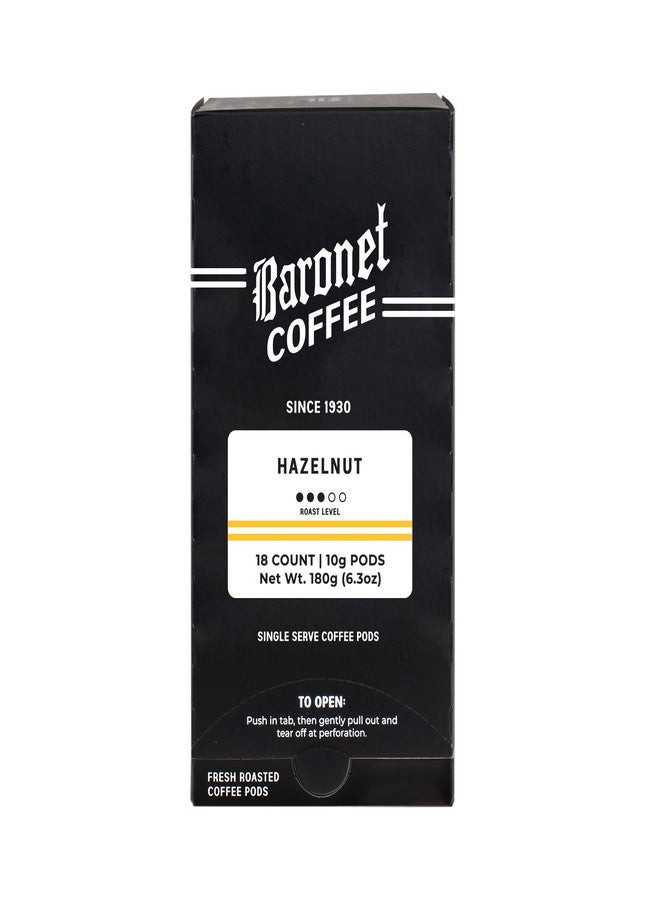 Baronet Coffee كبسولات قهوة بارونيت [قهوة البندق - 54 كبسولة] بنكهة للاستخدام الفردي، مثل سينسيو [3 علب من 18 كبسولة للاستخدام الفردي 10 غرام] قوة عادية، تحميص متوسط [بندق] - Image 1