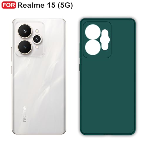 CEDO Back Cover for Realme 15 (5G) | Camera Bump Protection & Inner Velvet Fabric Lining | Ultra Slim Matte Soft Rubberised Case Cover (Green) - Image 2