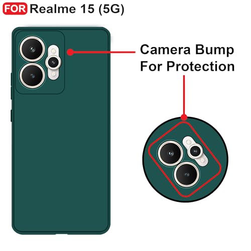CEDO Back Cover for Realme 15 (5G) | Camera Bump Protection & Inner Velvet Fabric Lining | Ultra Slim Matte Soft Rubberised Case Cover (Green) - Image 3