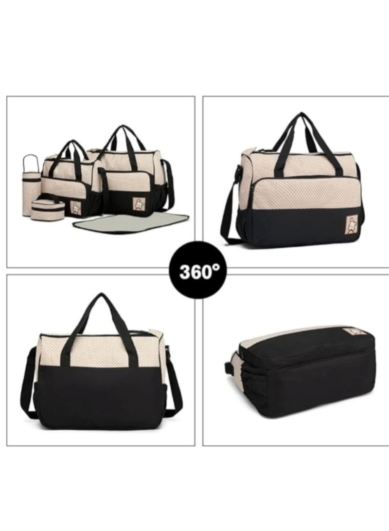 مجموعة حقيبة حفاضات الأطفال الأنيقة باللون البيج - Image 3