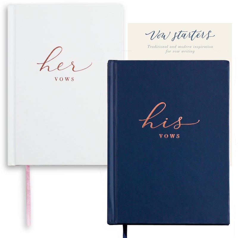Wedding Vow Books His and Hers  Perfectly Sized Hardcover Vow Booklets with Gold Foil Lettering  Vows Book Her  Him Wedding Essentials Idea Wedding Registry Gifts Navy Ivory Rose Gold