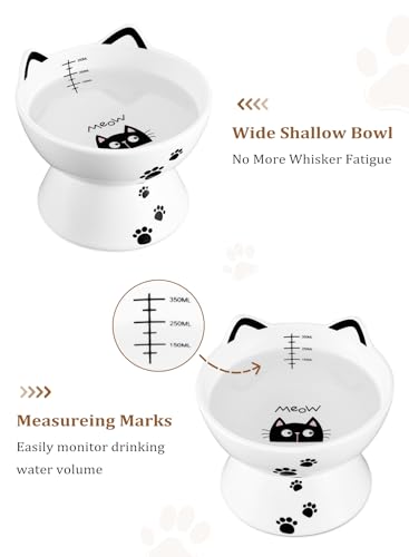 Yedio Porcelain Raised Cat Bowl, No Spill Cat Water Bowl with Anti Slip Band, Elevated Porcelain Pet Bowl Protect Pet's Spine, Large Capacity Pet Water Bowl, 15 oz, Dishwasher Safe - Image 5