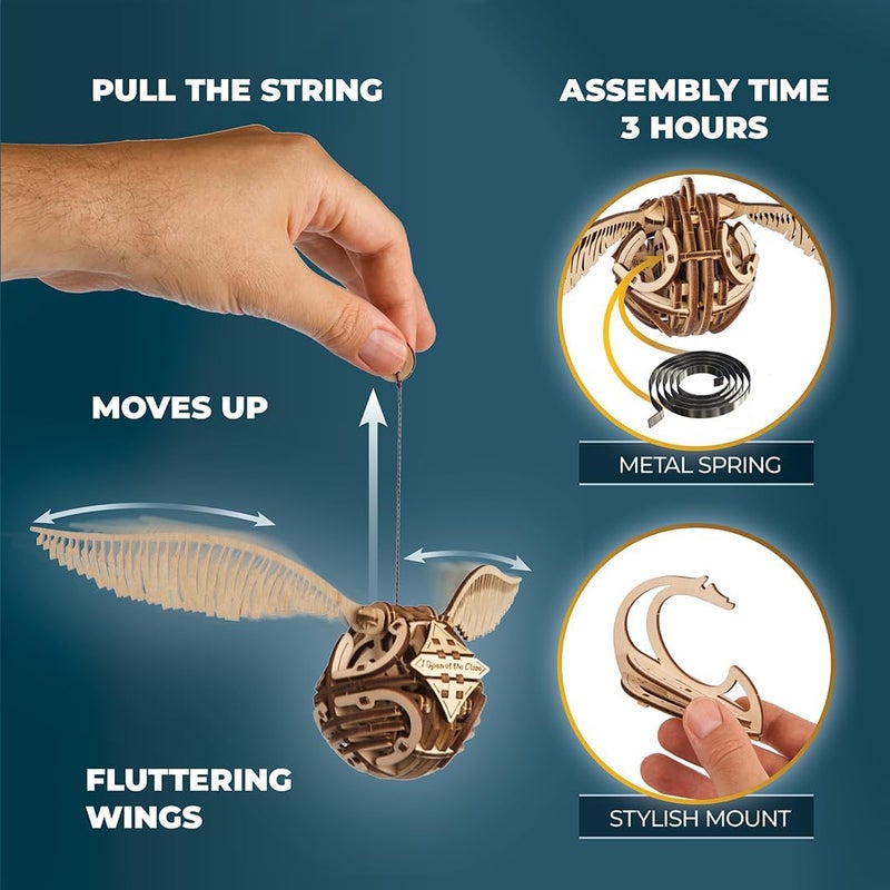UGEARS Wooden 3D Puzzles for Adults - Harry Potter Golden Snitch Model Building Kits - DIY Crafts 3D Puzzle Harry Potter Puzzle Set - 3D Model Kits for Adults - 120 Pcs - Image 5