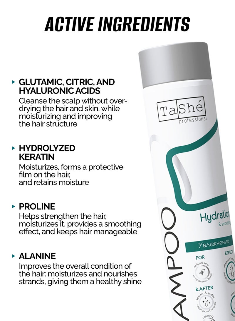 Tashe Hydration & Smoothing Hair Shampoo | Moisturizing Repair Shampoo with Hyaluronic Acid & Silk Proteins, 300ml  - Image 2