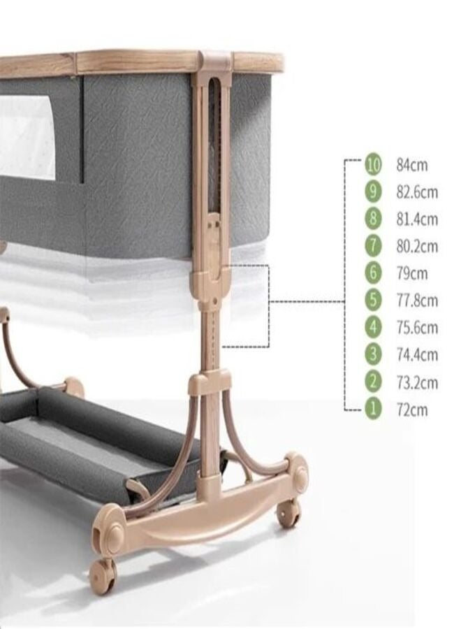 StarKids Baby Bedside Bed with Breathable Mesh Adjustable Portable Bed for Baby Infant with Storage Basket and Detachable Mosquito Net and Mattress - Image 2