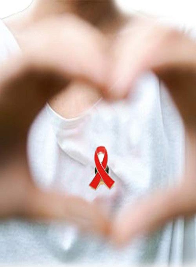 Alodidae Red Ribbon Pin 25 Pcs AIDS Awareness Lapel Brooch Hope Pins - Image 3