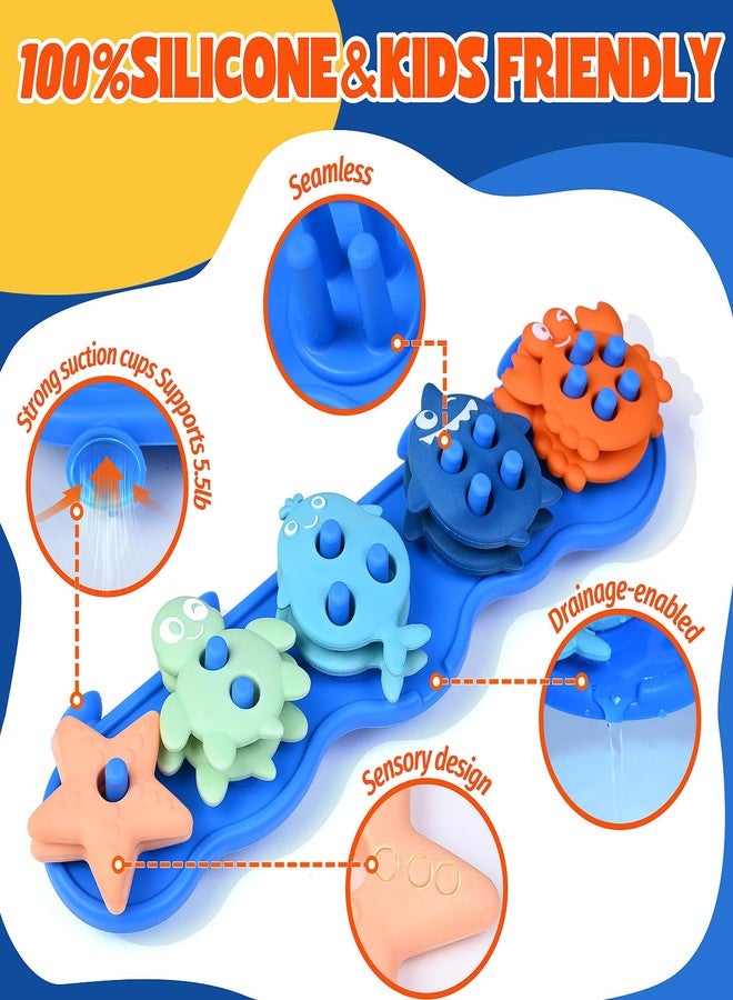 Esimen Baby Bath Toys,Silicone Mold Free Shape Sorting Stacking Toddler Bath Toy,Color Sorting Textured Floats,No Hole Early Learning Bathtub Shower Toys,Xmas Birthday Gifts for Boys Girls - Image 4