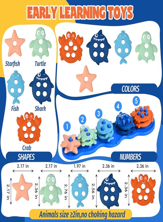 Esimen Baby Bath Toys,Silicone Mold Free Shape Sorting Stacking Toddler Bath Toy,Color Sorting Textured Floats,No Hole Early Learning Bathtub Shower Toys,Xmas Birthday Gifts for Boys Girls - Image 5