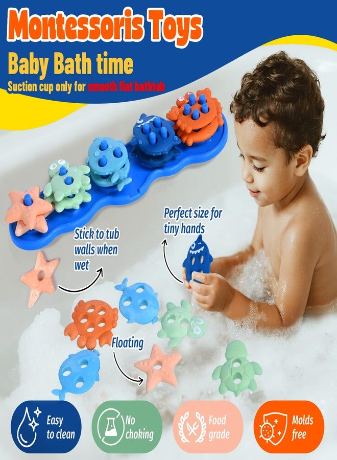 Esimen Baby Bath Toys,Silicone Mold Free Shape Sorting Stacking Toddler Bath Toy,Color Sorting Textured Floats,No Hole Early Learning Bathtub Shower Toys,Xmas Birthday Gifts for Boys Girls - Image 2