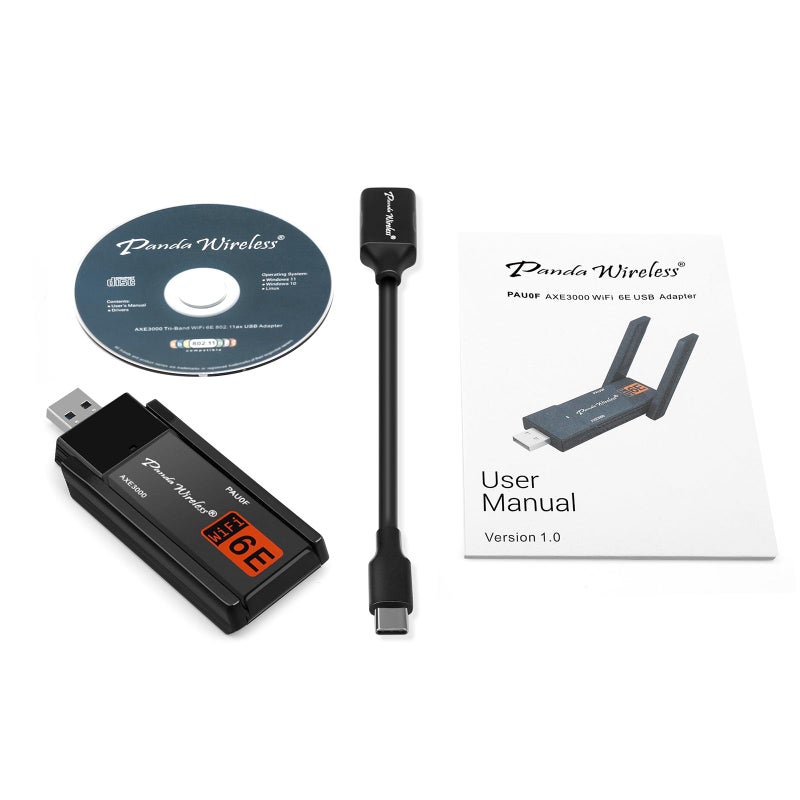 Panda Wireless PAU0F AXE3000 Tri Band (2.4/5 / 6 GHz) WiFi 6E USB 3.0 Adapter - Windows 10/11, Zorin, MX Linux, EndeavourOS, Mint, Ubuntu, Manjaro, openSUSE, Fedora, Kali and Raspbian - Image 5