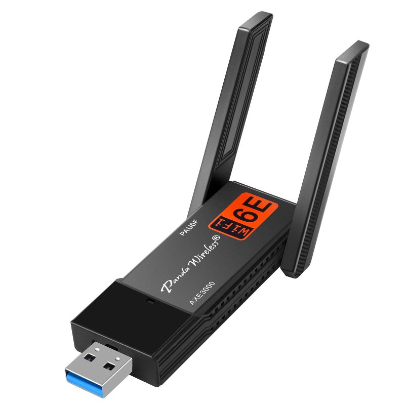 Panda Wireless PAU0F AXE3000 Tri Band (2.4/5 / 6 GHz) WiFi 6E USB 3.0 Adapter - Windows 10/11, Zorin, MX Linux, EndeavourOS, Mint, Ubuntu, Manjaro, openSUSE, Fedora, Kali and Raspbian - Image 1