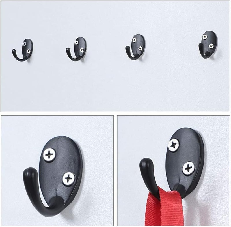 4 قطع من خطافات الحائط المصنوعة من سبائك الزنك الأسود للمعاطف والحقائب والمناشف، مثبتة في الحمام بالمسامير - Image 3